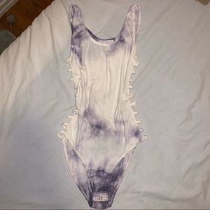 Purple and white tie dye bodysuit